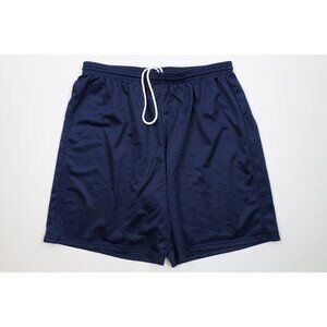 Vintage Y2K Universal Studios Mens 2XL Faded Blank Above Knee Mesh Shorts Blue